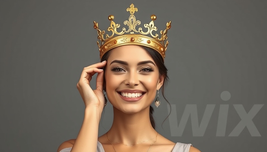 Wix AI Assistant for Veterinary Clinics, woman in crown, and Wix logo.
