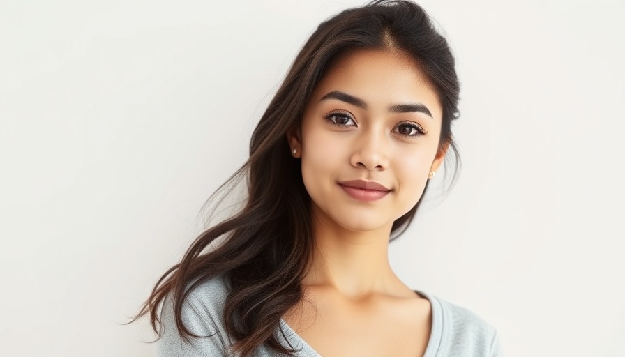 Confident young woman portrait, related to AI in business, in a minimalist setting.