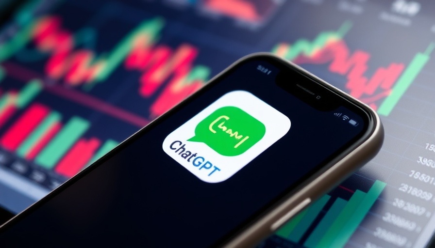 ChatGPT app logo on phone with financial graph overlay, ChatGPT memory update.