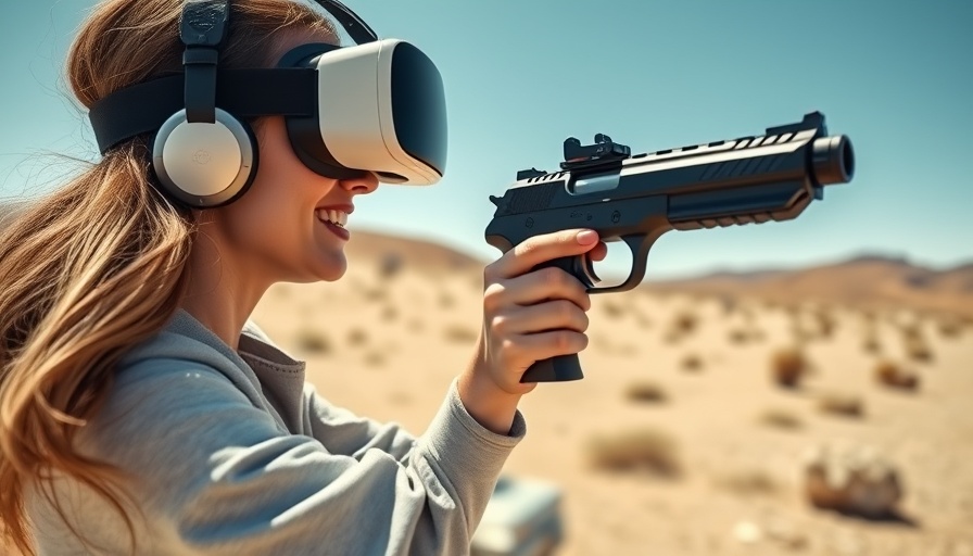 Police dry-fire training using VR in desert setting.