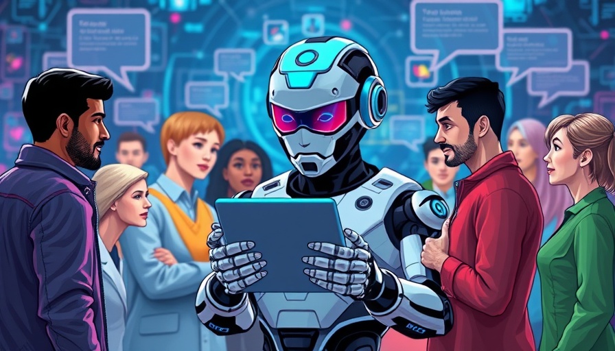 AI and humans engaging in dialogue, illustrating brand mentions in generative AI.