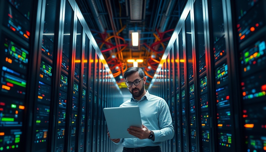Data Clean Room in Cookieless World - Professional in data center with digital light trails.