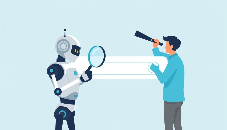 AI search tools used by robot and person in a digital illustration