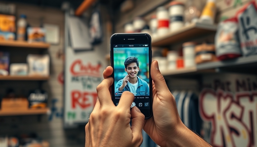Person using Instagram for MedSpa promotion in urban setting.