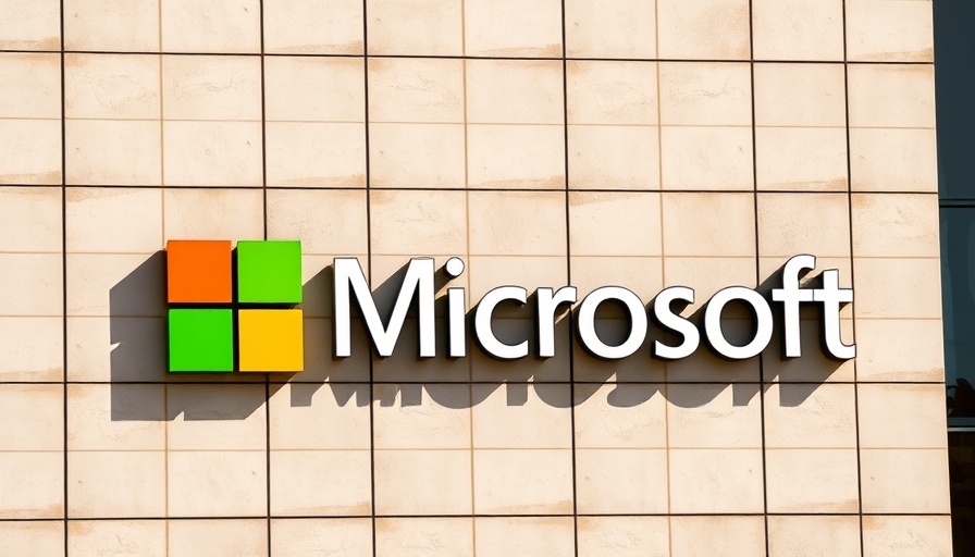Modern building facade with Microsoft logo.