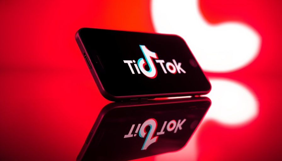 Smartphone with TikTok logo, vibrant red lighting