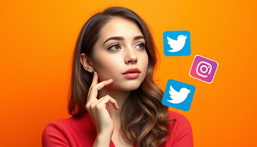 Types of Social Media for MedSpa Marketing: woman with social media icons, vibrant backdrop.