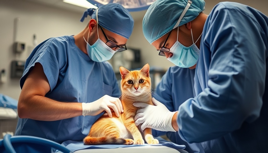 Veterinary team conducting total hip replacement for cats in surgery.