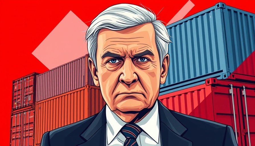 Impact of Trump's trade policy on businesses with containers and abstract design.
