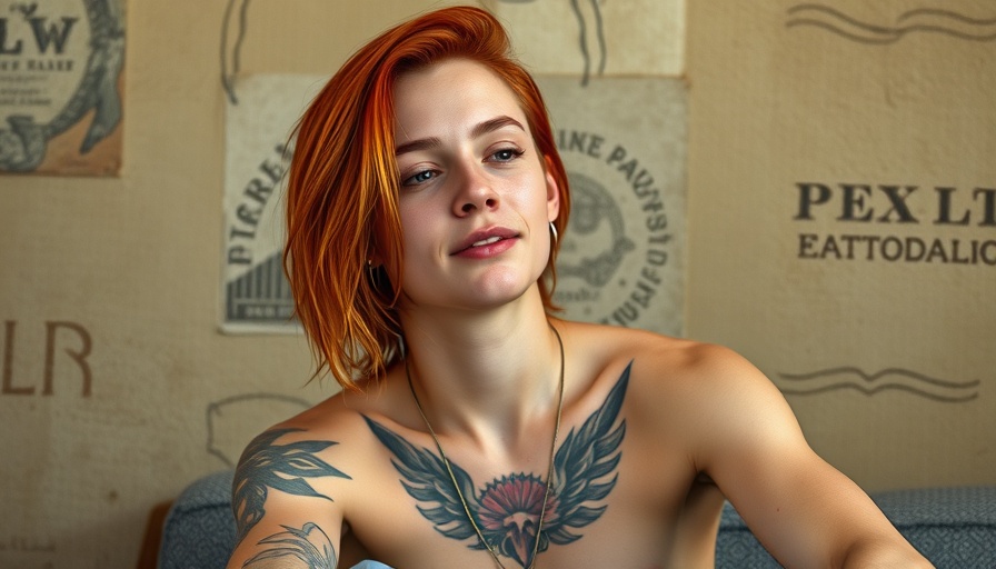 Vibrant individual with red hair posing in a relaxed manner.