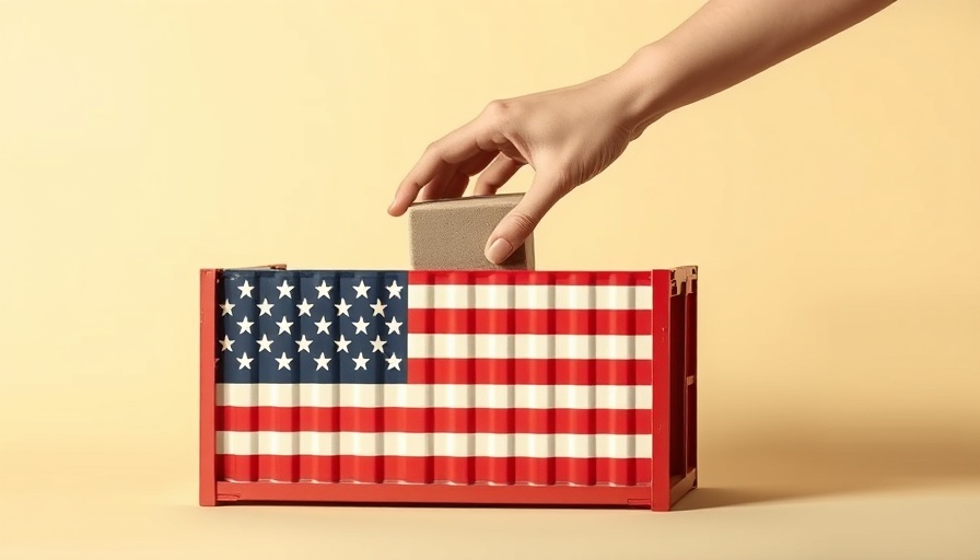 Economy illustration with American flag container, hand removing piece.