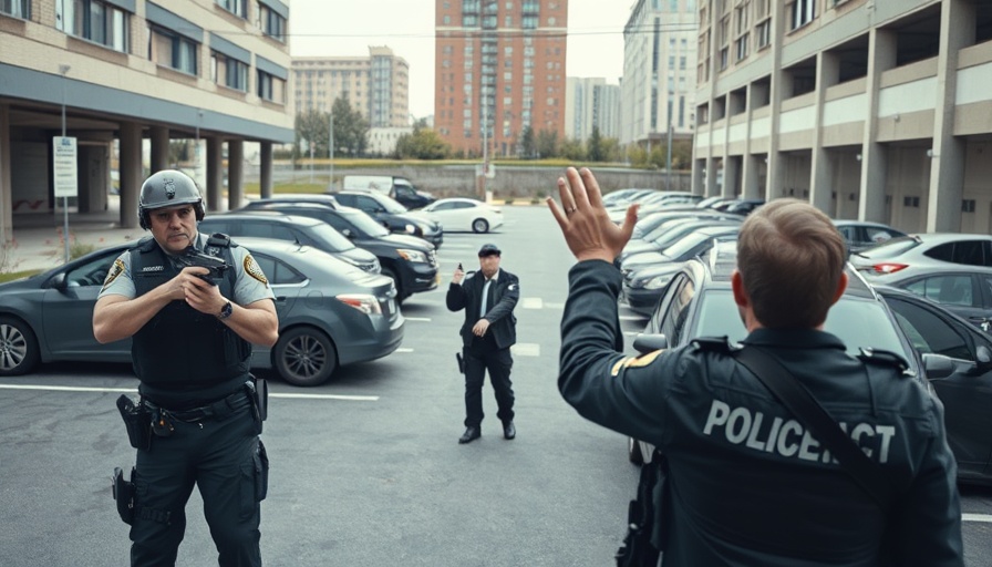 Police use of force in a parking lot confrontation.