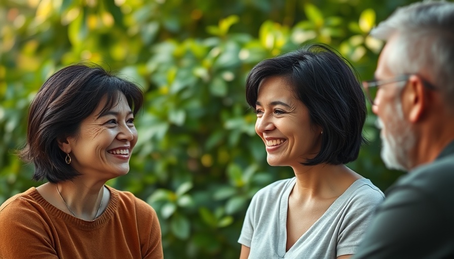 Corporate culture in veterinary practices, smiling woman, green foliage.