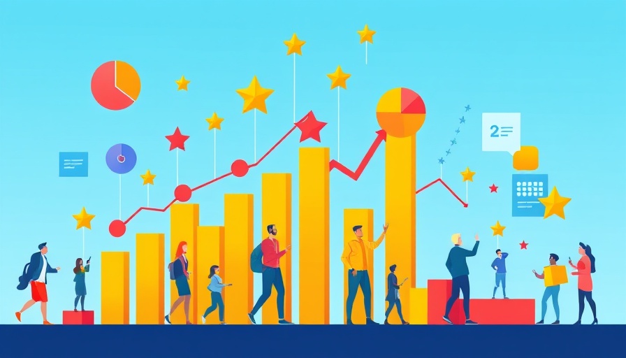 Illustration of Google Analytics features with people and charts.