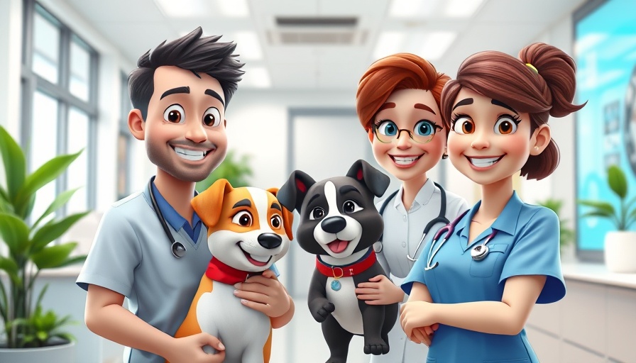 Veterinary clinic staff member smiling in an office setting.