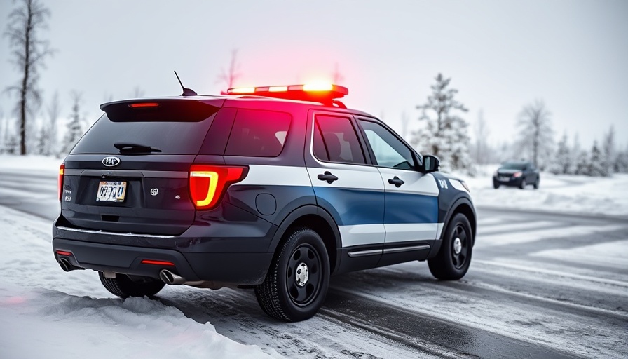 Pennsylvania State Police SUV in snowy landscape.