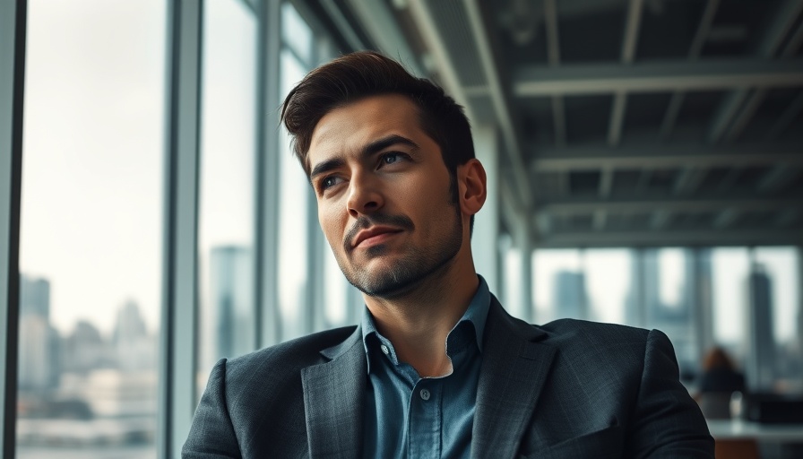 Thoughtful man in office, linking to emotional connection in veterinary branding.