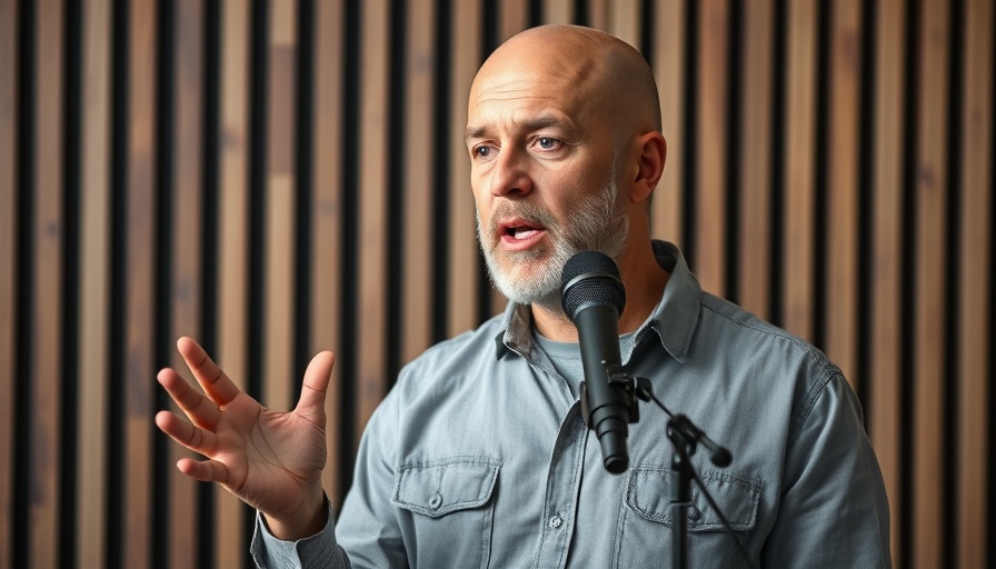 Bald man discussing medspa marketing in a studio setting.