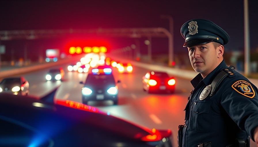 Police confronting vehicle on highway, accountability scene.