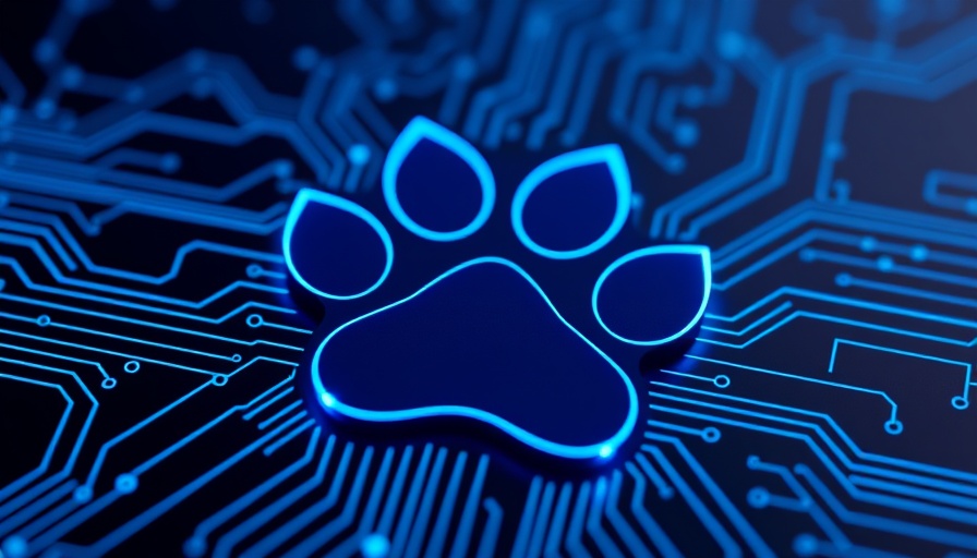 Futuristic digital paw print symbolizing next-gen technologies in animal healthcare.