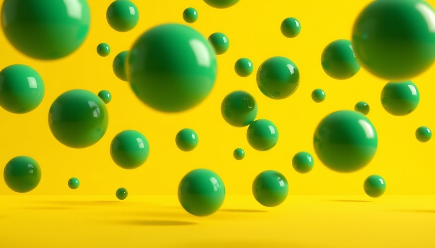 Dynamic green spheres bouncing on a yellow background, symbolizing changes.