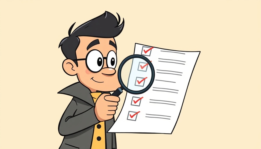 Detective examining background check for police recruitment, cartoon.