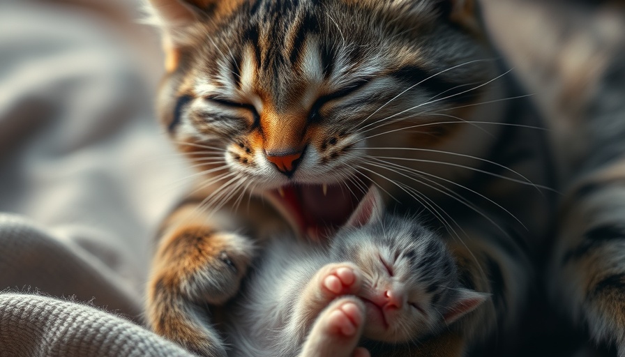 Cat in labor showing feline dystocia management with a kitten emerging.