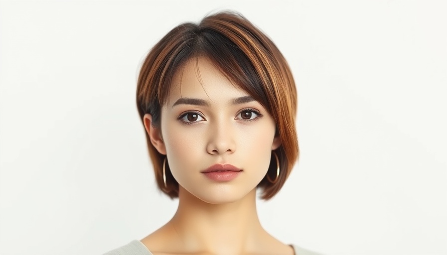 Portrait of a young woman with short hair against a white background.