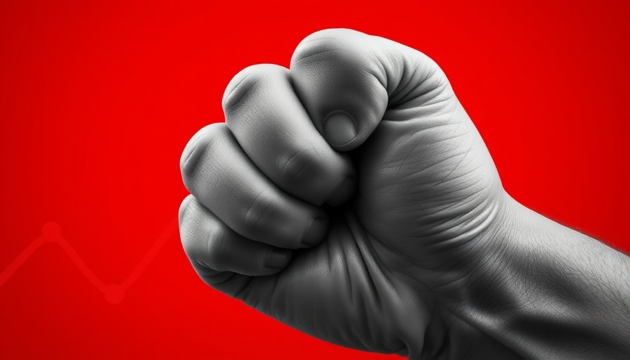 Trump Downplays Recession Fears illustrated by a strong fist gripping economic lines.