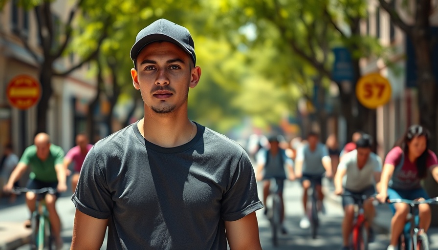 Casual young man walks in bustling street, illustrating off-duty police responsibilities.
