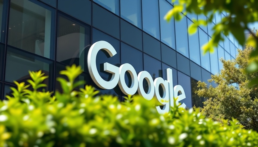 Google's logo in a lush, green office environment.