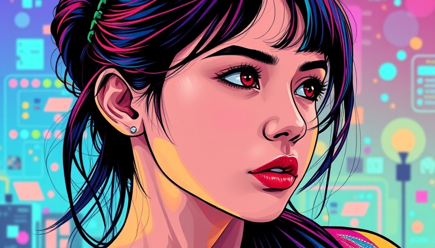 Young woman with tech elements, using AI to build personal brands.