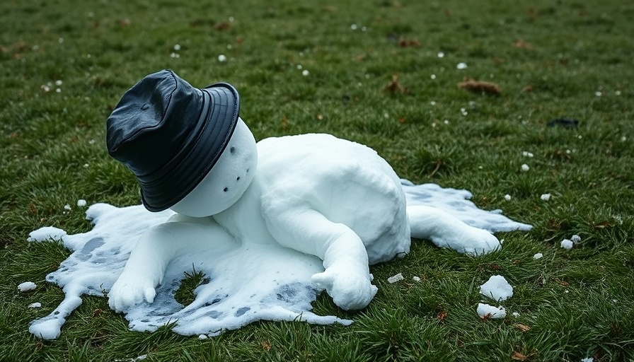 Melted snowman on grass, symbolizing summer crime surge.