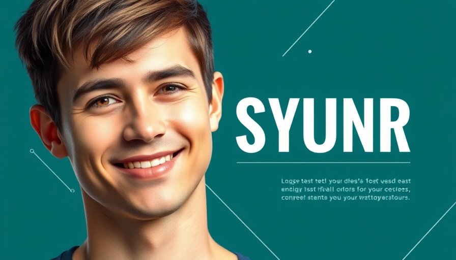 Modern graphic design with a young man and text overlay.