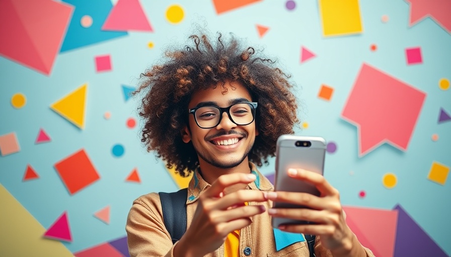 Digital collage illustrating AI's impact on social media with a person using a smartphone.