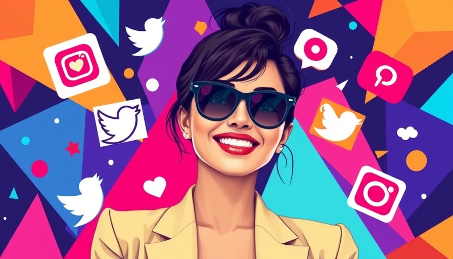 Inclusive marketing trends 2025 concept with smiling woman and social icons.