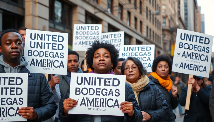 Press conference on NYC bodega panic buttons in urban street setting