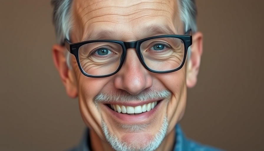 Smiling older man with glasses representing a caring workplace.