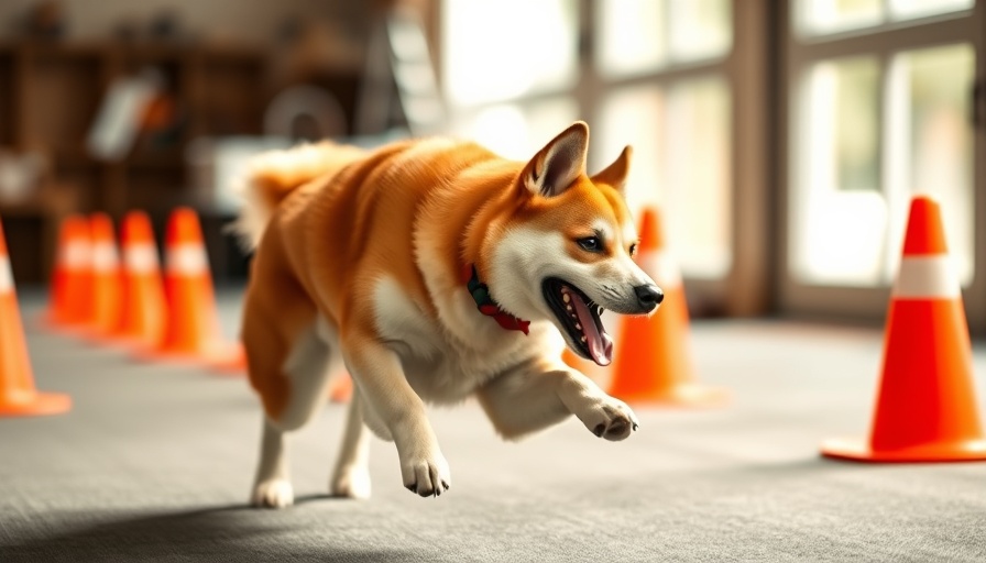 Dog practicing agility training indoors, showcasing mobility awareness in pets.