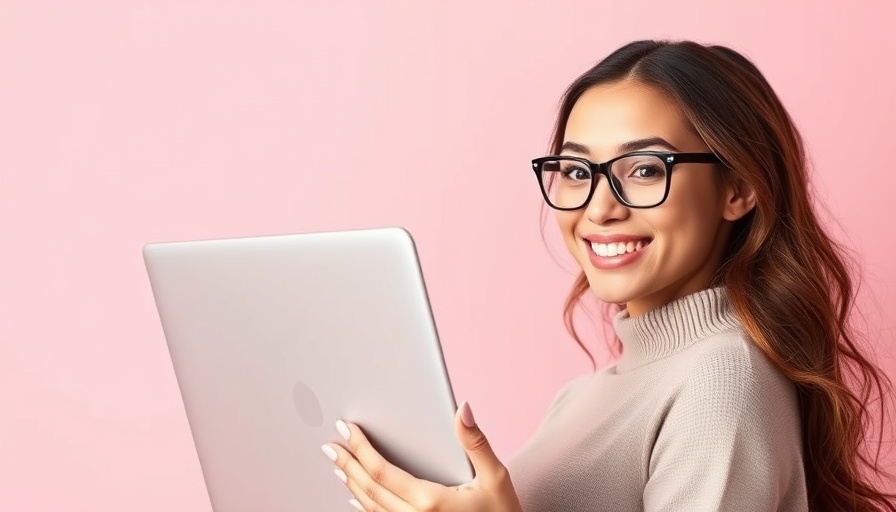 Smiling woman holding laptop illustrating social listening tools for business success.