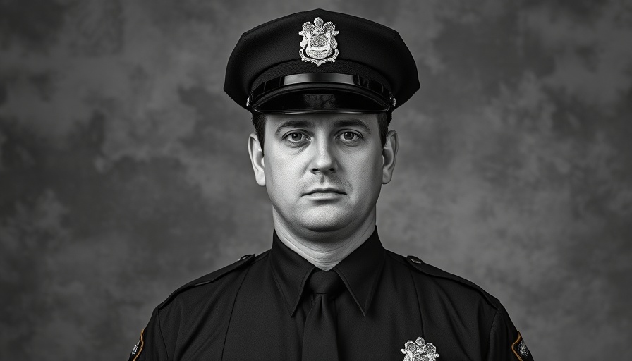 Historic black-and-white police officer portrait for police news.