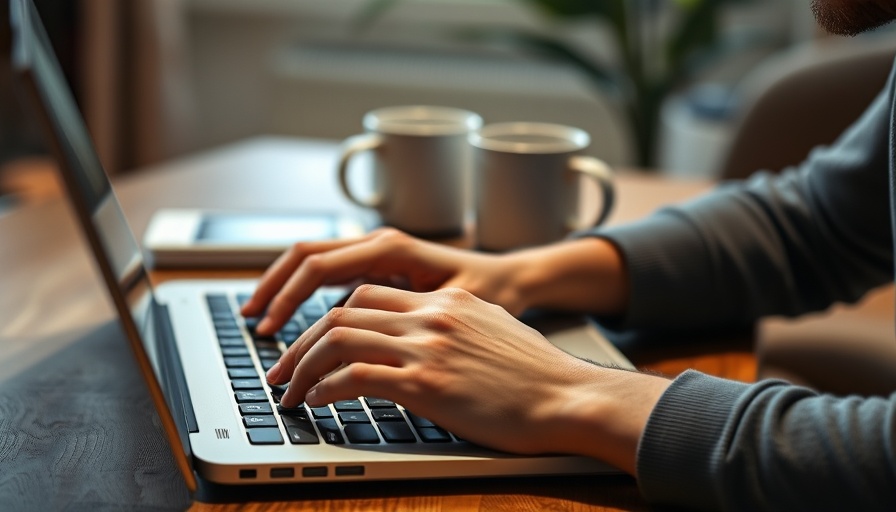 Hands on a laptop, community engagement content strategy in a cozy home.