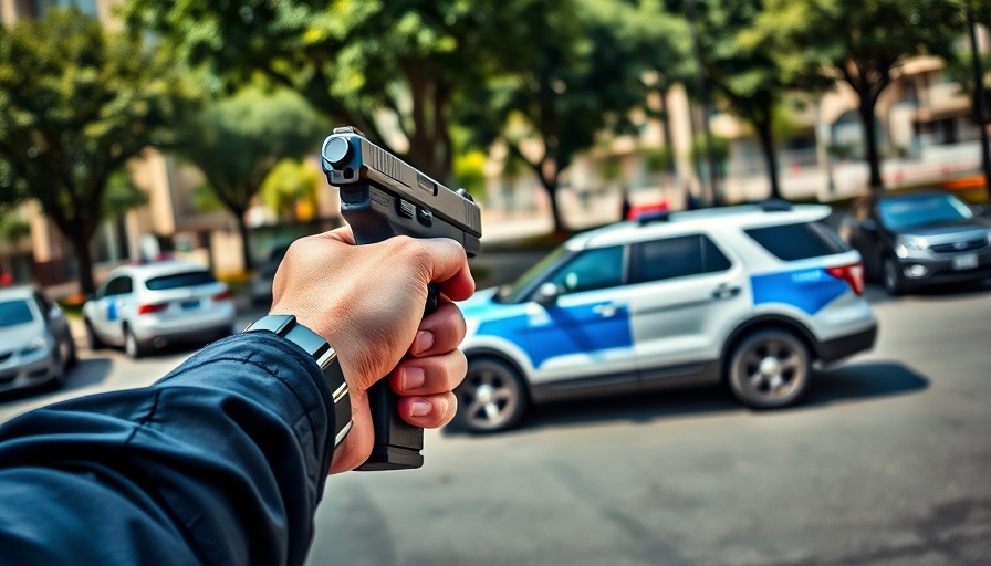 Police officer safety scenario with firearm aimed at SUV.