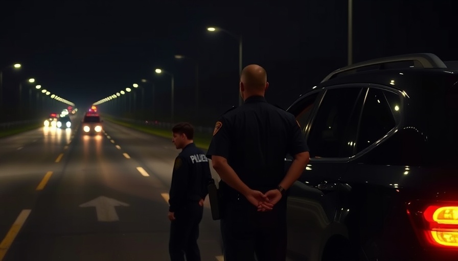Nighttime traffic stop depicting police and suspect interaction during police shootings.