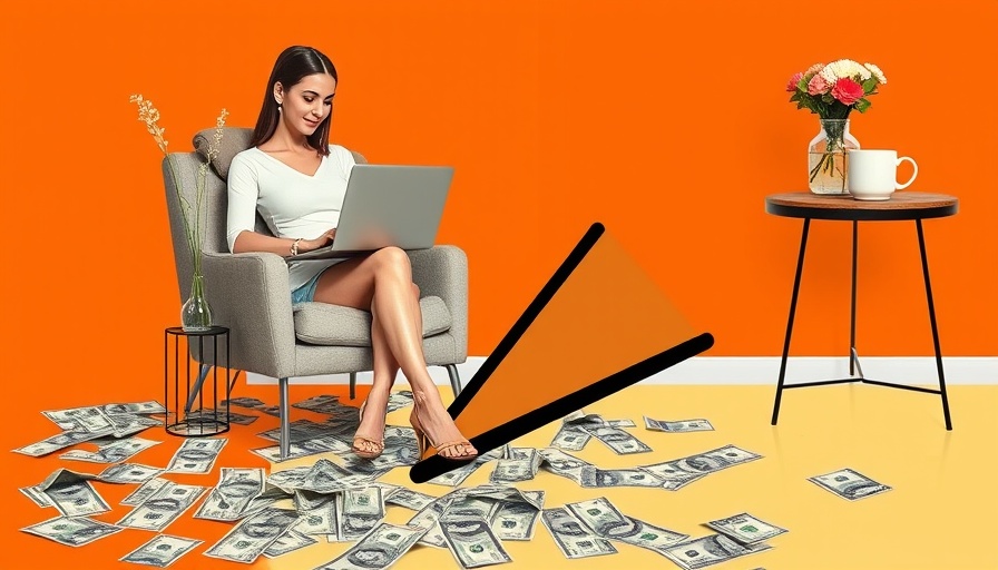 Collage of woman with laptop, cursor, and money - Facebook ad examples for veterinary clinics