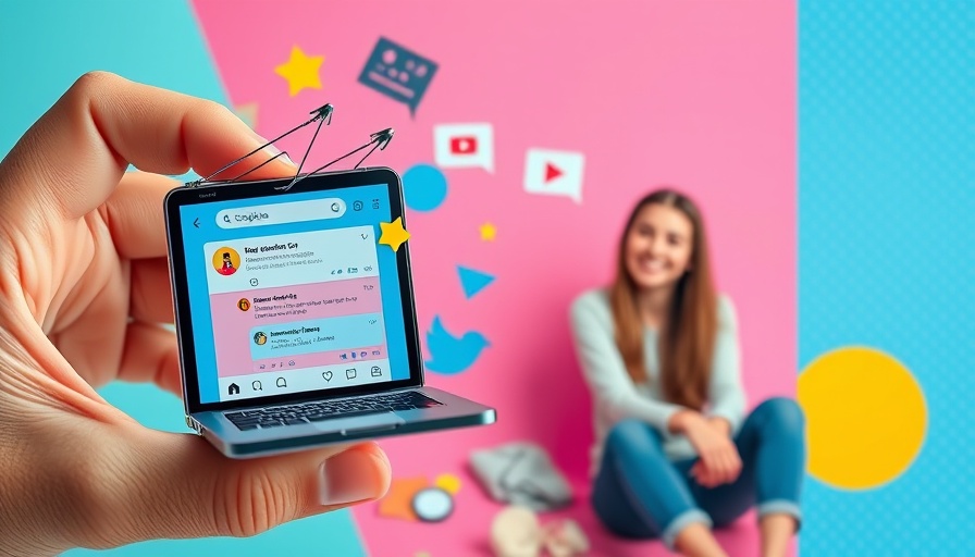 Dynamic image of social media engagement with vibrant colors and abstract elements.