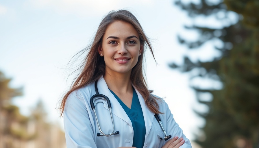 Young female veterinarian standing outdoors, representing challenges of mothers in veterinary medicine.