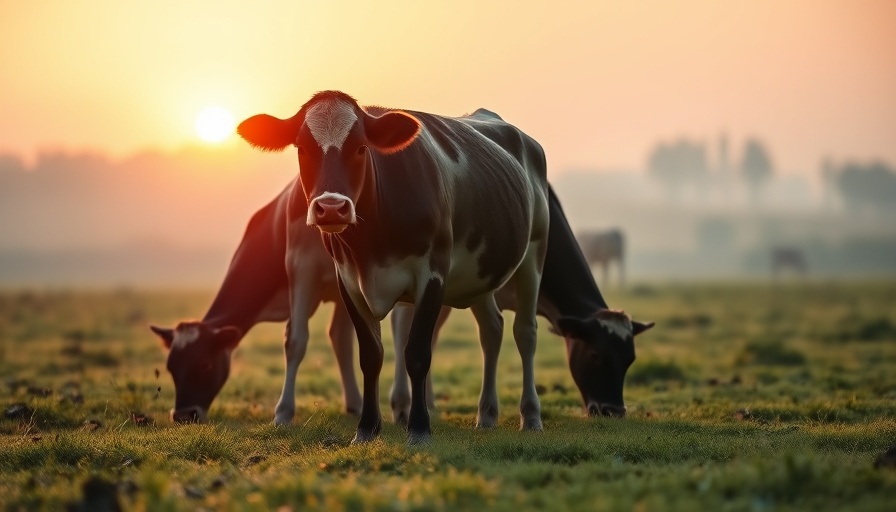 Cows grazing in a misty sunrise pasture, related to detect Johne's disease.