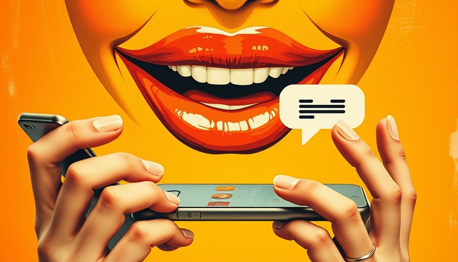 Creative collage depicting customer communication preferences with lips and smartphone.
