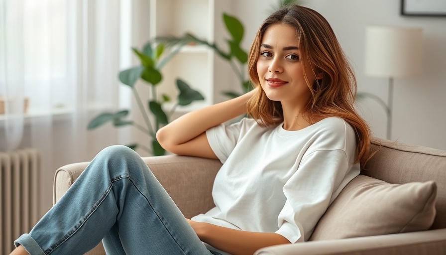 Casual woman posing indoors, featured in magazine cover design.